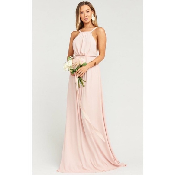 Show me your MuMu Amanda Elegant Dusty Blush Crisp Maxi Dress - Picture 1 of 5